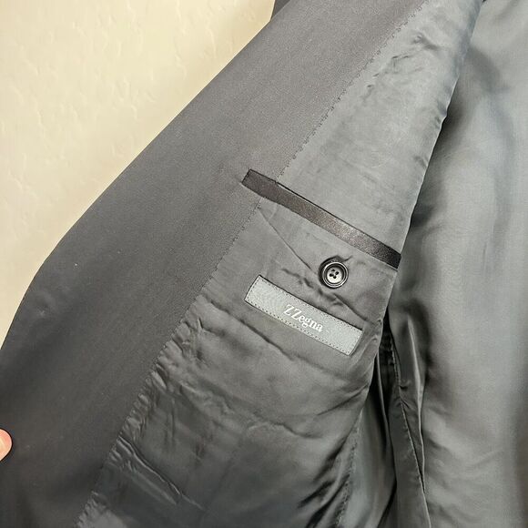 Z Zegna Black Wool Mohair Blazer Mens IT 54L / US 44 Long sport Coat Ermenegildo - Picture 7 of 8